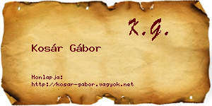 Kosár Gábor névjegykártya